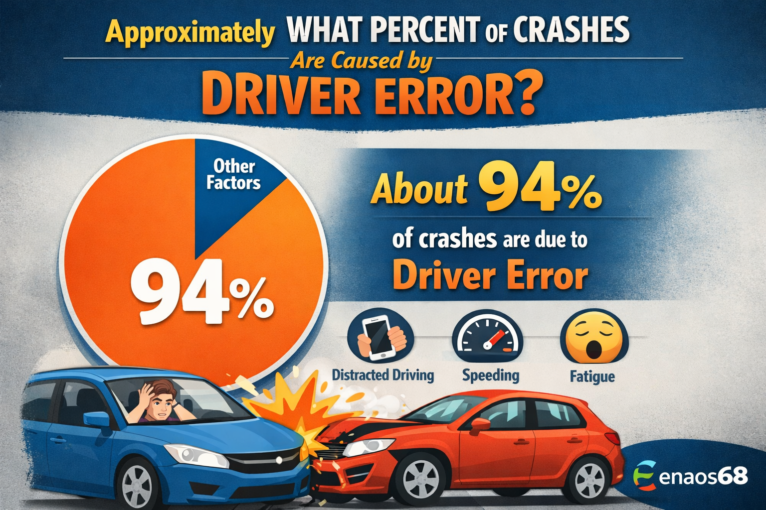 approximately what percent of crashes are caused by driver error